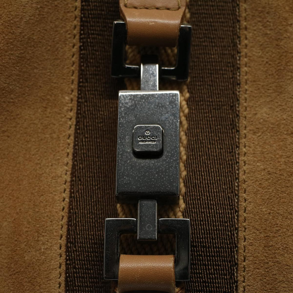 GUCCI Jackie Sherry Line Shoulder Bag Suede Leather Beige Brown 55413