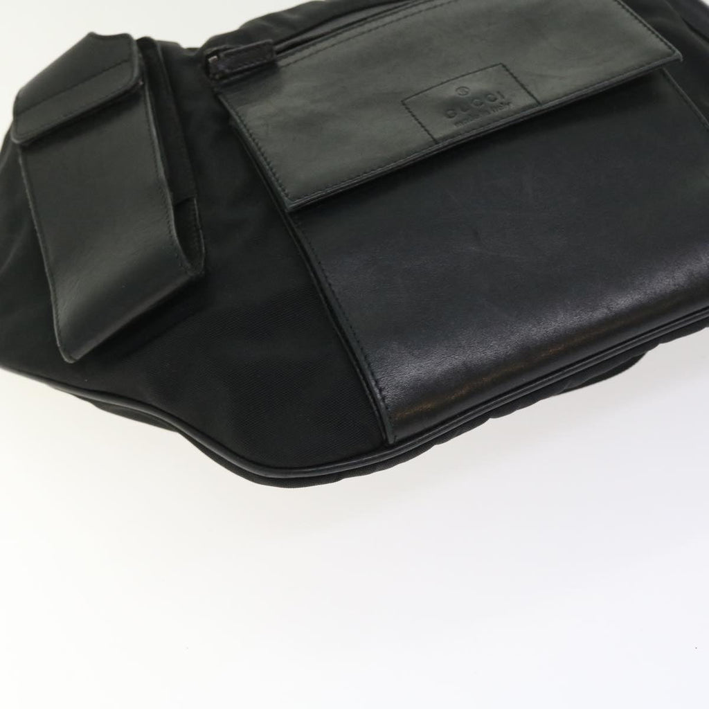 GUCCI Shoulder Bag Canvas Leather Black 55414