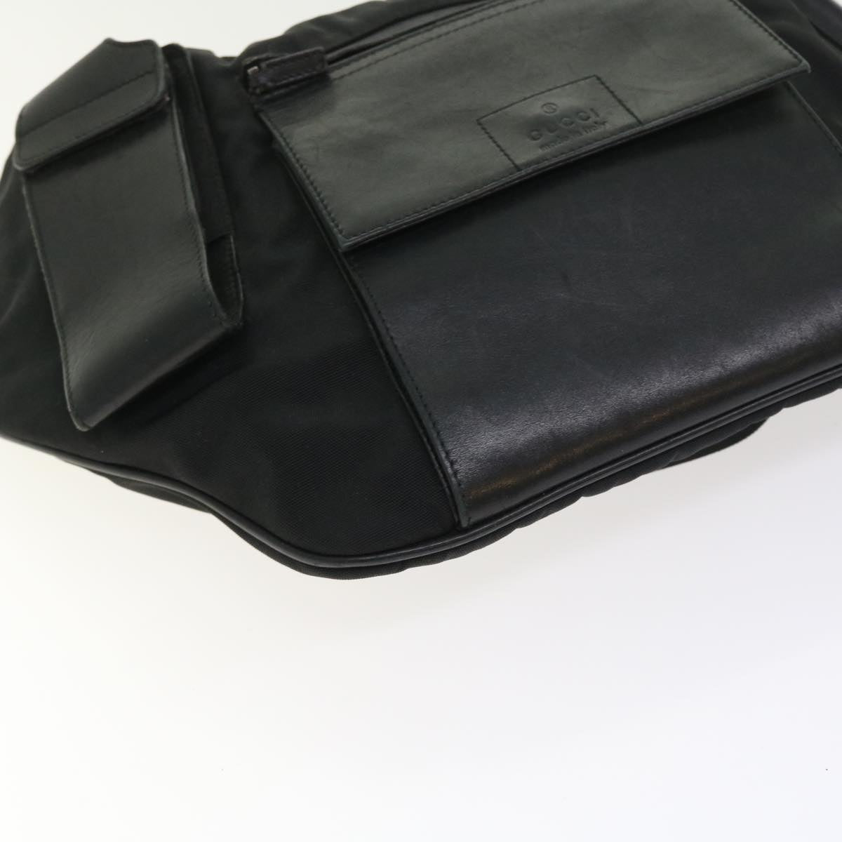 GUCCI Shoulder Bag Canvas Leather Black 55414