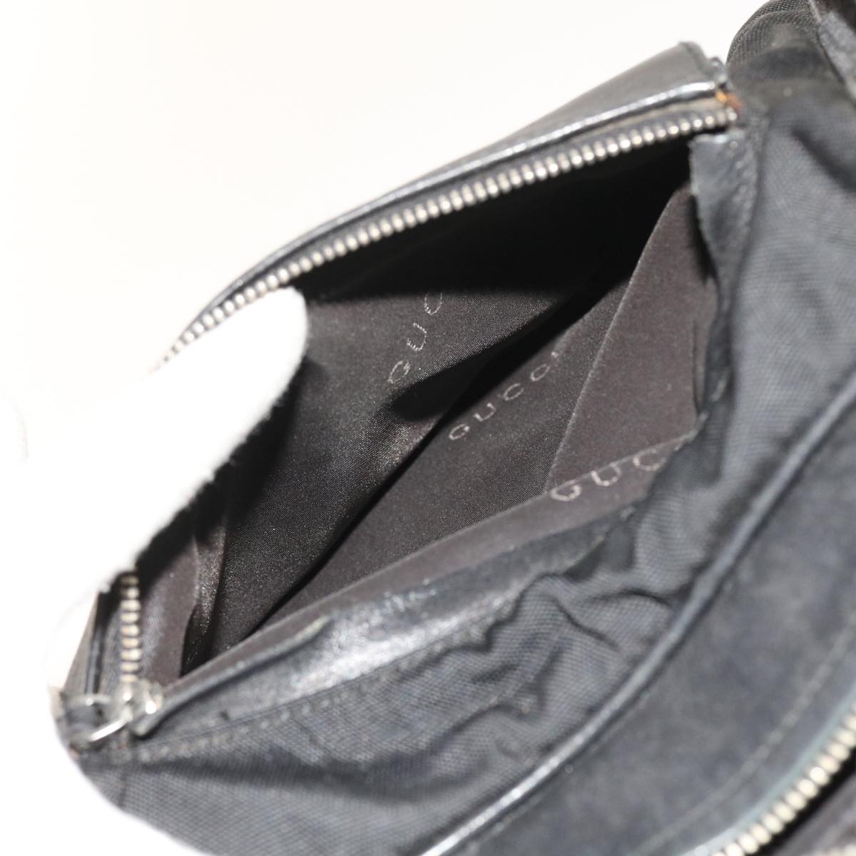 GUCCI Shoulder Bag Canvas Leather Black 55414