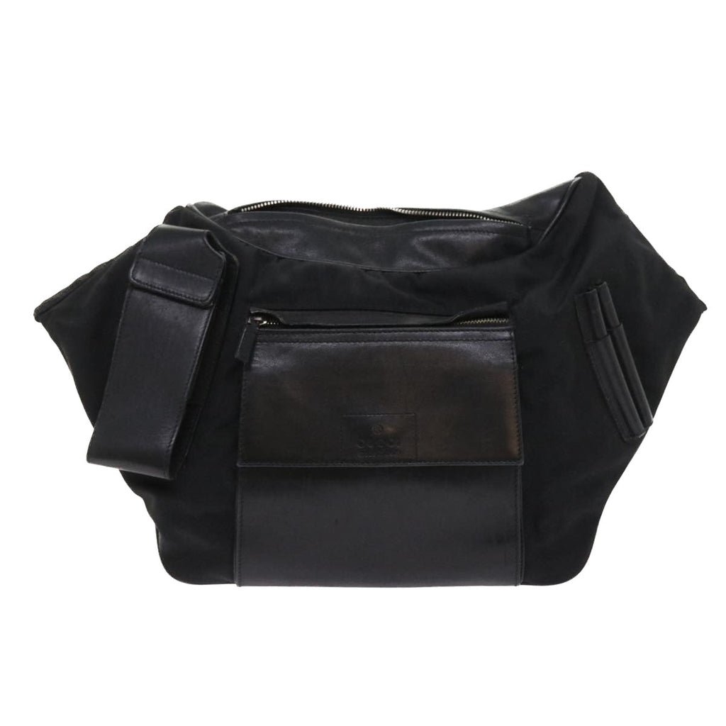GUCCI Shoulder Bag Canvas Leather Black 55414