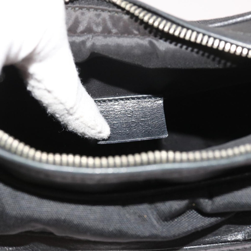 GUCCI Shoulder Bag Canvas Leather Black 55414