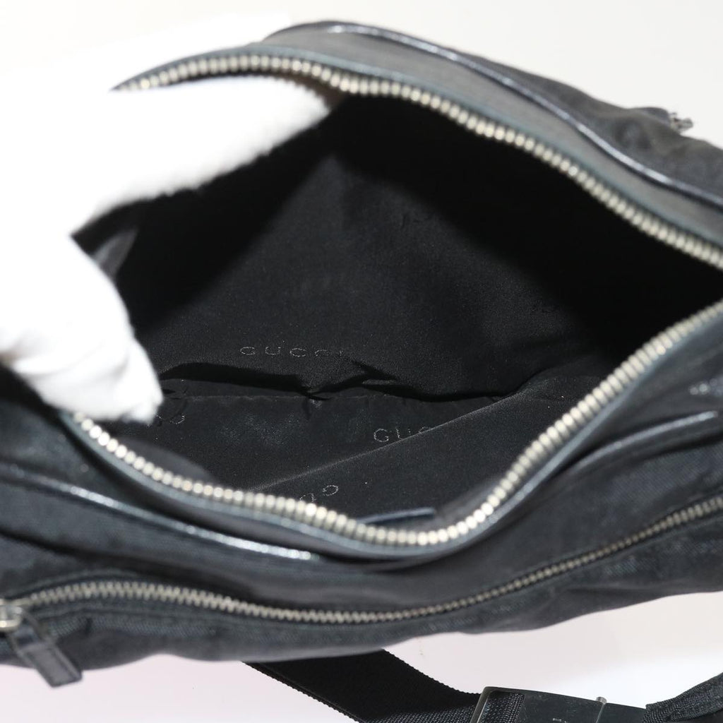 GUCCI Shoulder Bag Canvas Leather Black 55414