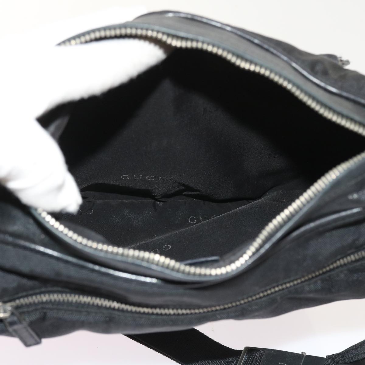 GUCCI Shoulder Bag Canvas Leather Black 55414