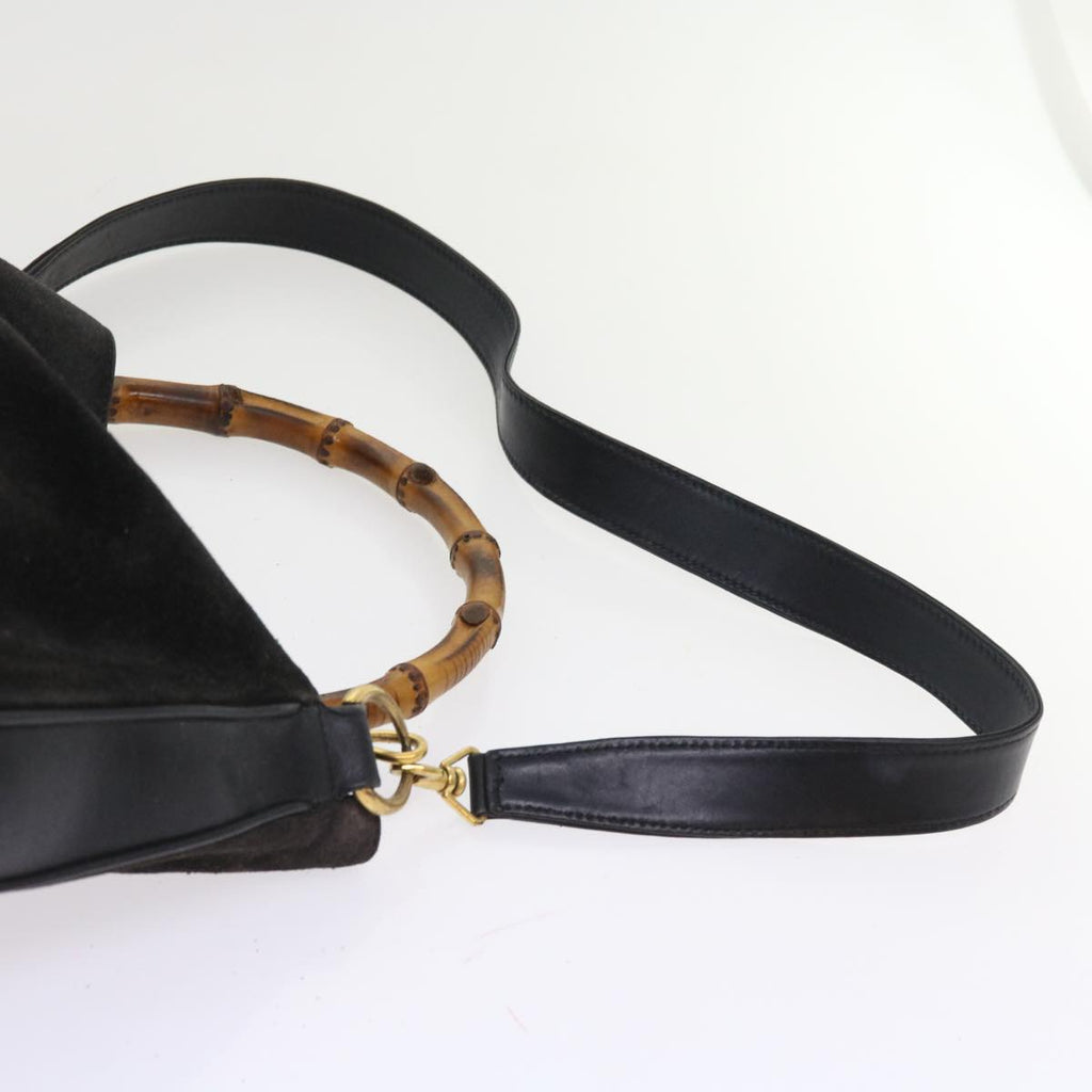 GUCCI Bamboo Shoulder Bag Leather 2way Black 55434