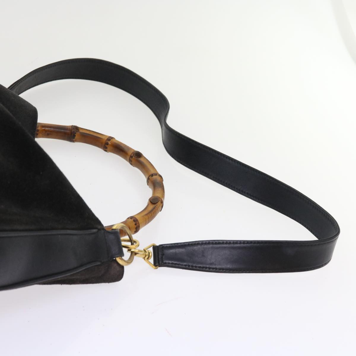 GUCCI Bamboo Shoulder Bag Leather 2way Black 55434