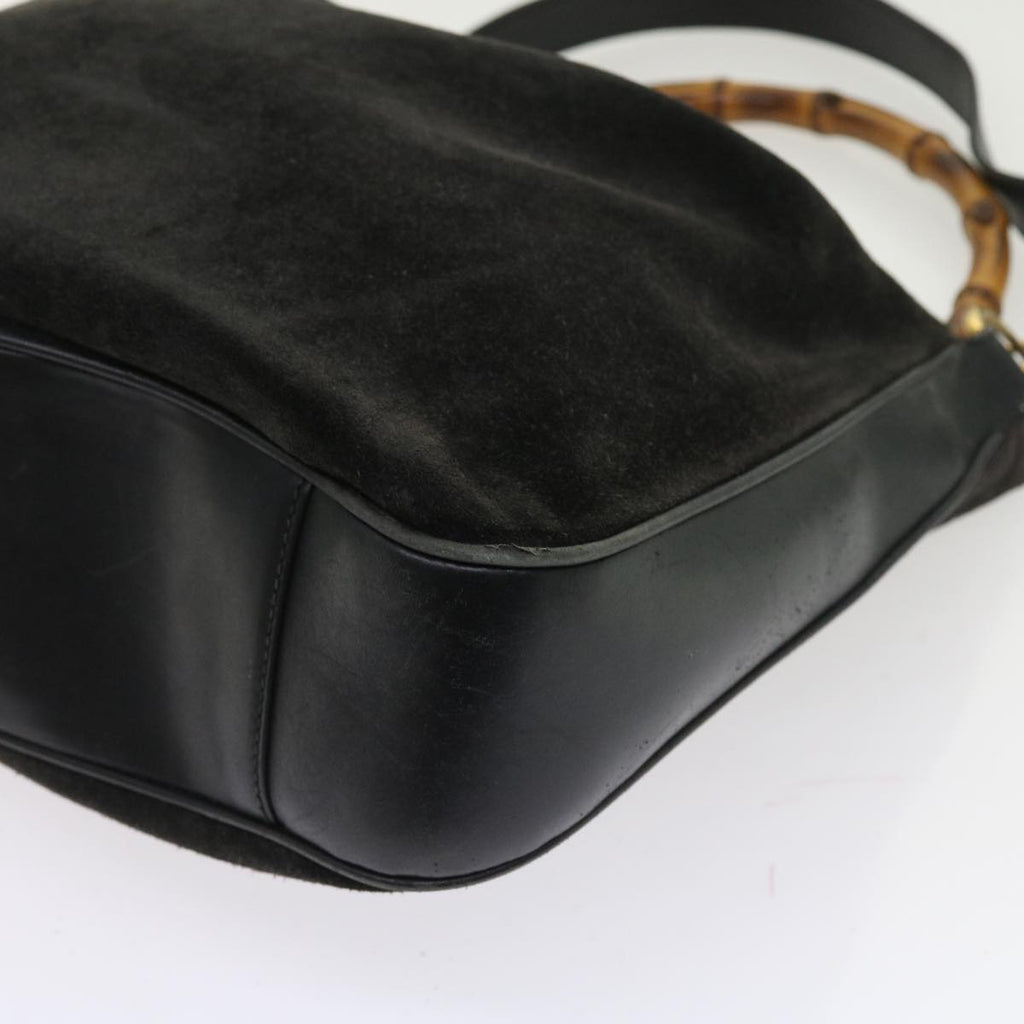 GUCCI Bamboo Shoulder Bag Leather 2way Black 55434