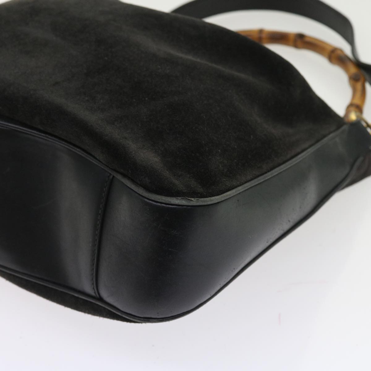 GUCCI Bamboo Shoulder Bag Leather 2way Black 55434