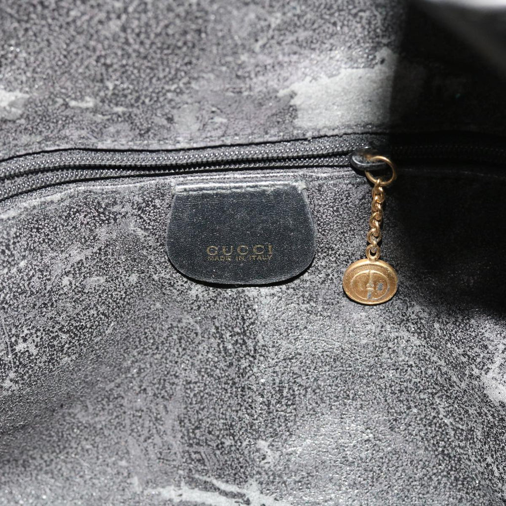 GUCCI Bamboo Shoulder Bag Leather 2way Black 55434