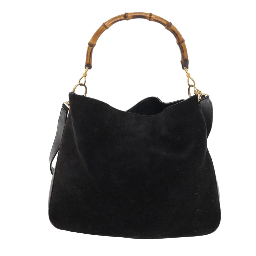 GUCCI Bamboo Shoulder Bag Leather 2way Black 55434