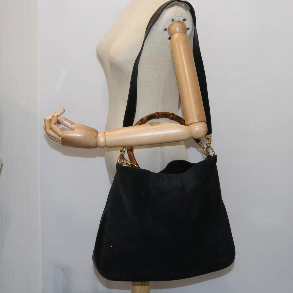 GUCCI Bamboo Shoulder Bag Leather 2way Black 55434