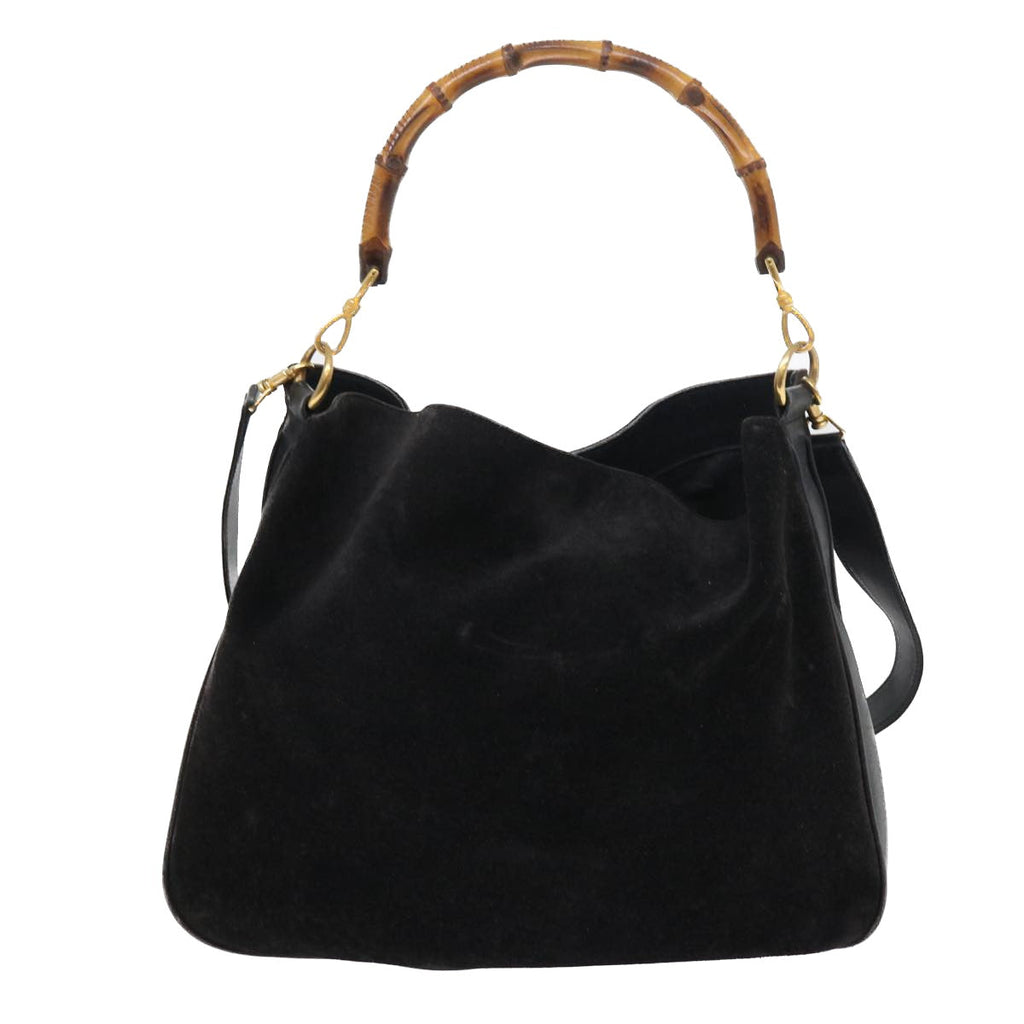 GUCCI Bamboo Shoulder Bag Leather 2way Black 55434