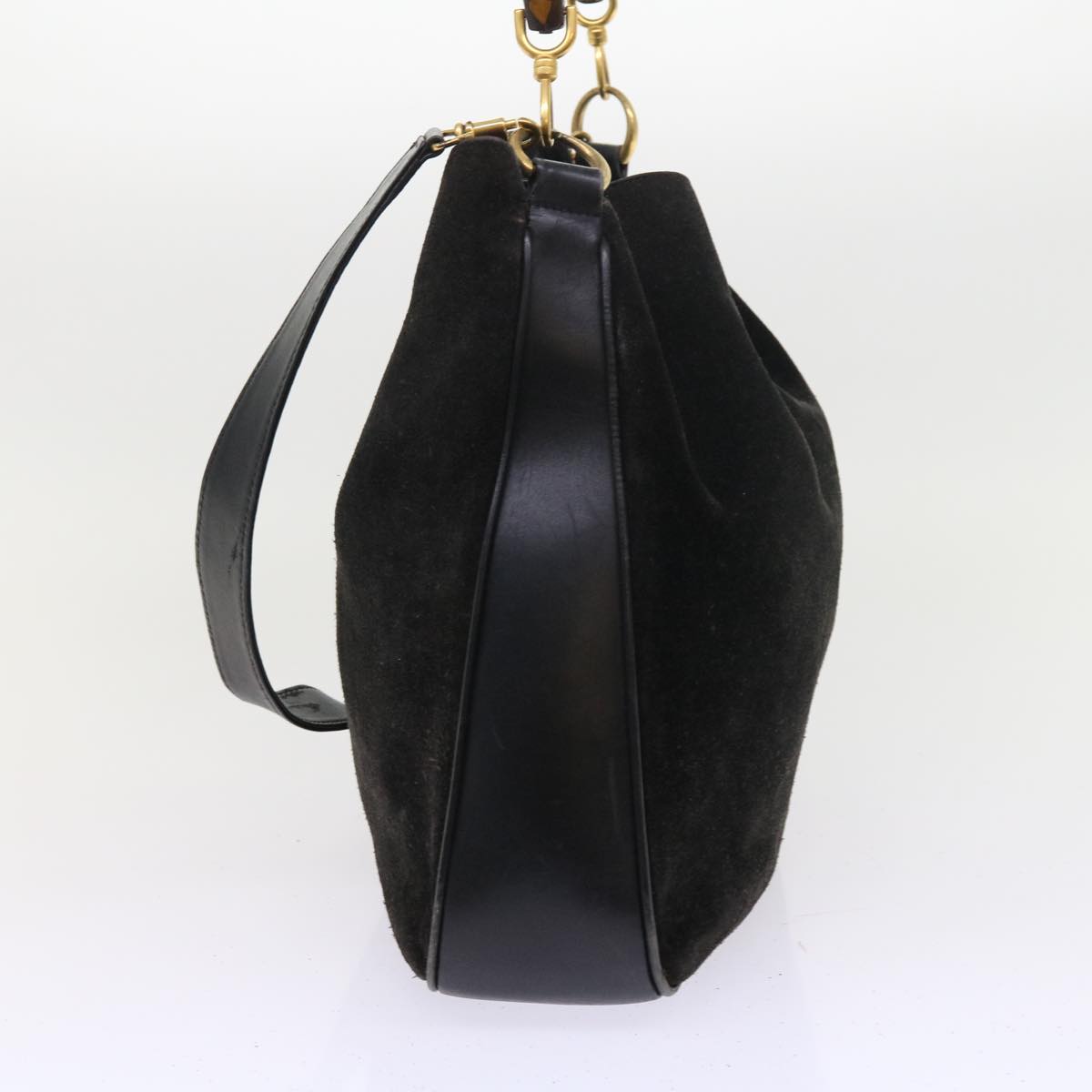 GUCCI Bamboo Shoulder Bag Leather 2way Black 55434