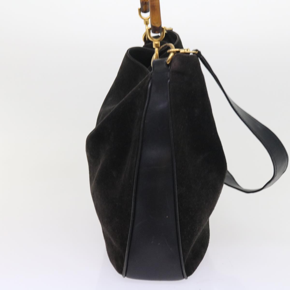 GUCCI Bamboo Shoulder Bag Leather 2way Black 55434