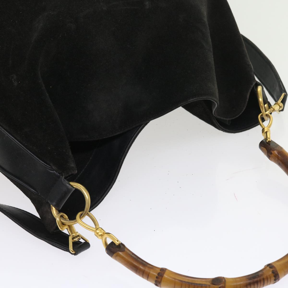 GUCCI Bamboo Shoulder Bag Leather 2way Black 55434