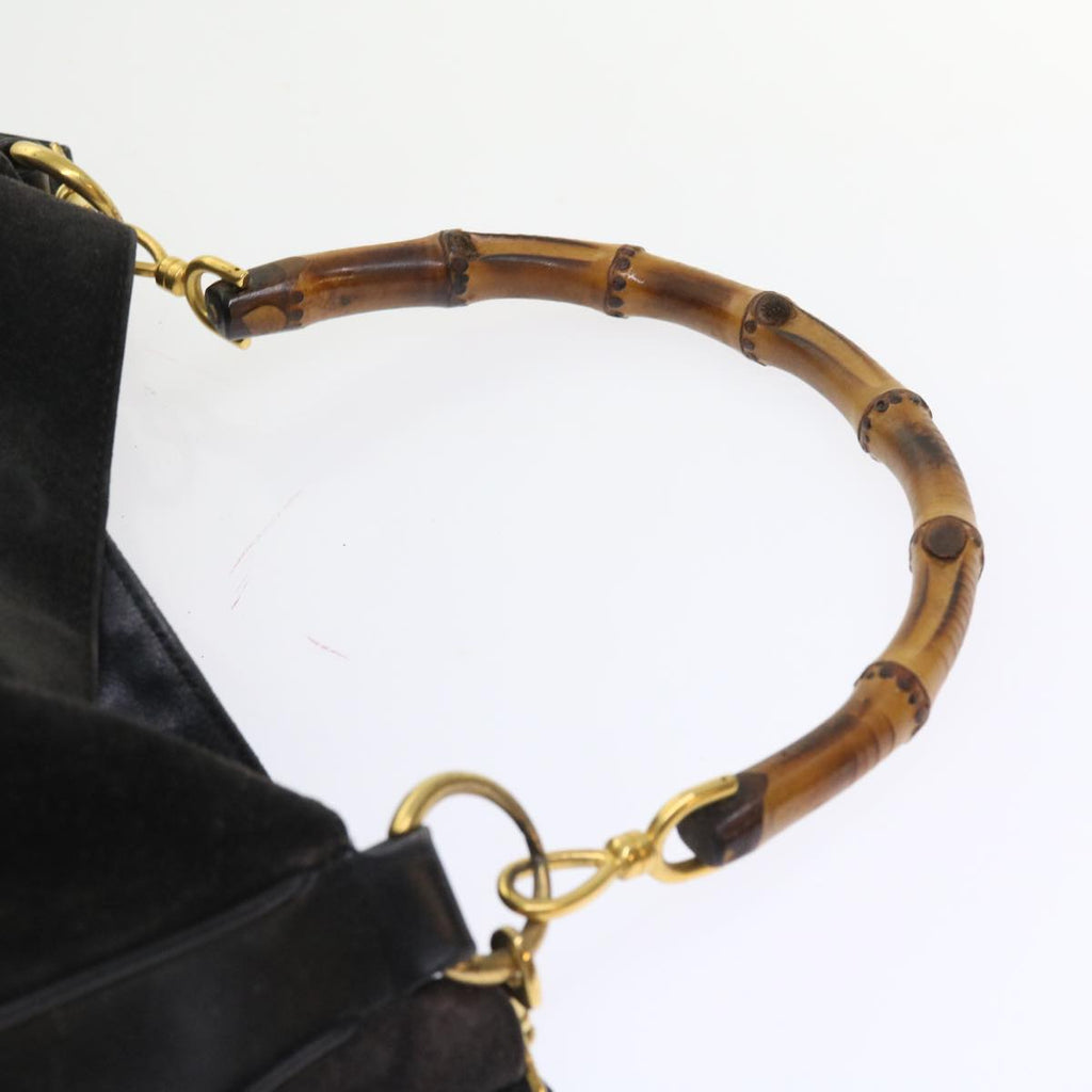 GUCCI Bamboo Shoulder Bag Leather 2way Black 55434
