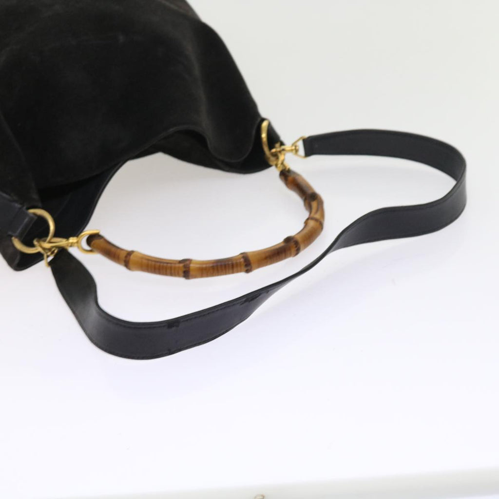 GUCCI Bamboo Shoulder Bag Leather 2way Black 55434
