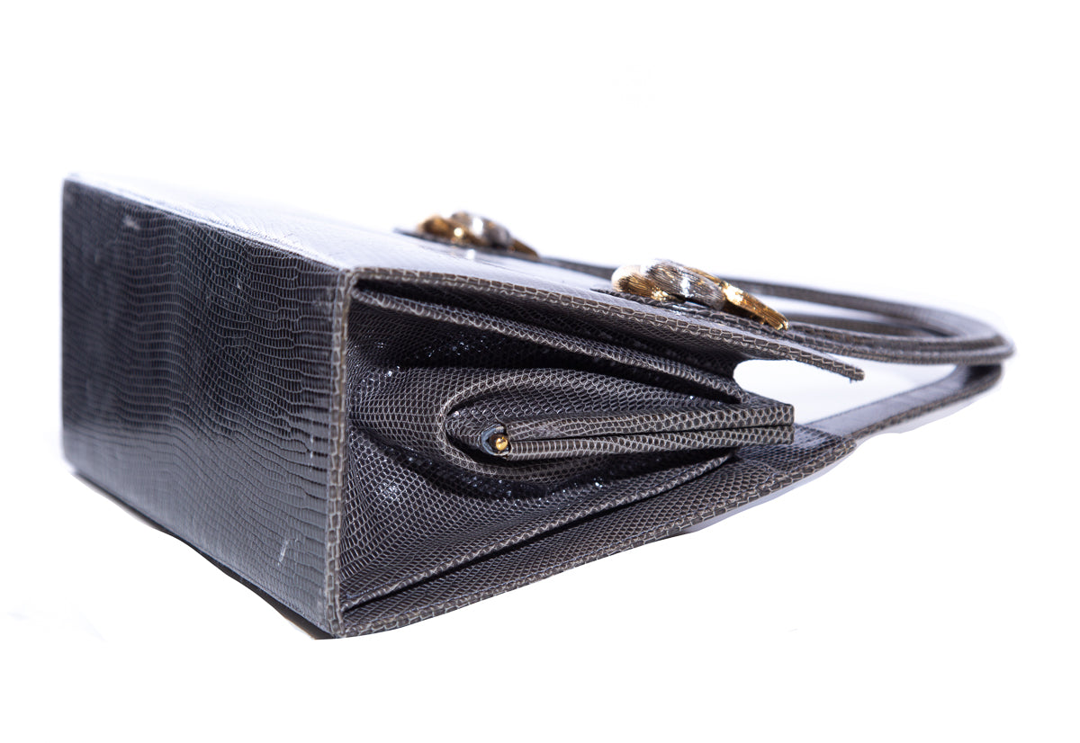 Martin Van Schaak Grey Lizard Skin Handbag