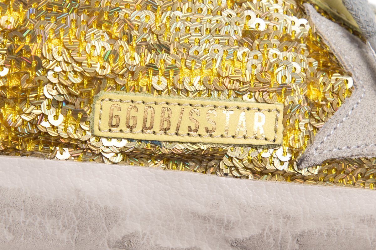 Golden Goose Yellow Sequin Super Star Low-Top Sneakers SZ 35