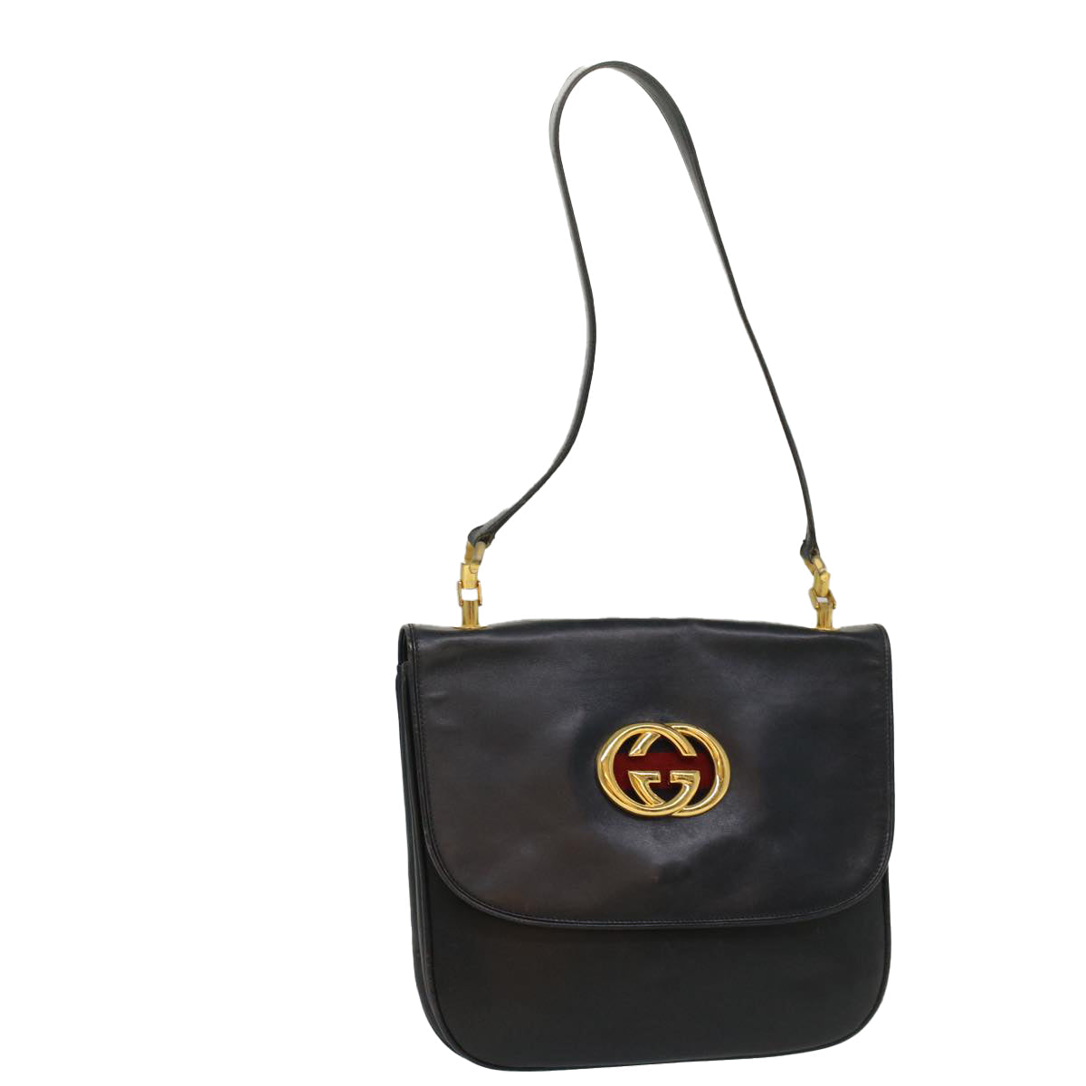GUCCI Sherry Line Shoulder Bag Leather Black Red Navy 55656