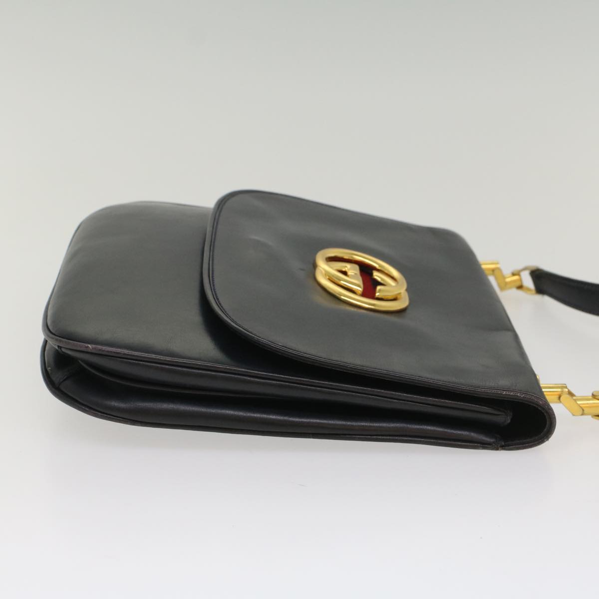 GUCCI Sherry Line Shoulder Bag Leather Black Red Navy 55656