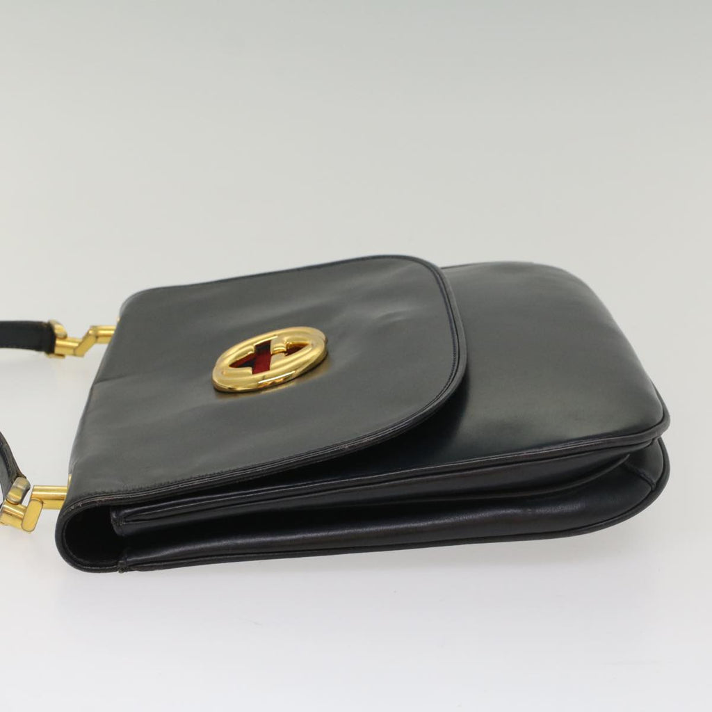 GUCCI Sherry Line Shoulder Bag Leather Black Red Navy 55656