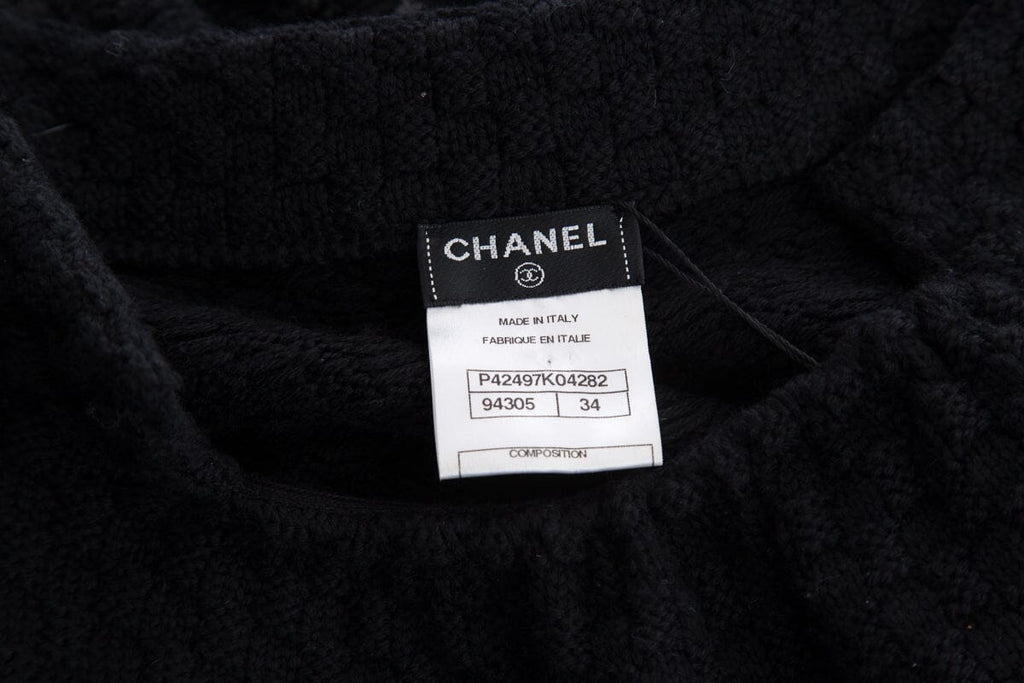 Chanel Black Cap Sleeve Foil Print Detail Dress SZ 34