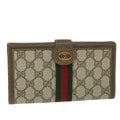 GUCCI GG Supreme Web Sherry Line Long Wallet PVC Leather Beige Red 55673