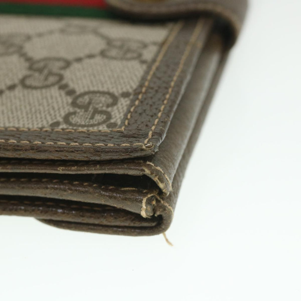 GUCCI GG Supreme Web Sherry Line Long Wallet PVC Leather Beige Red 55673