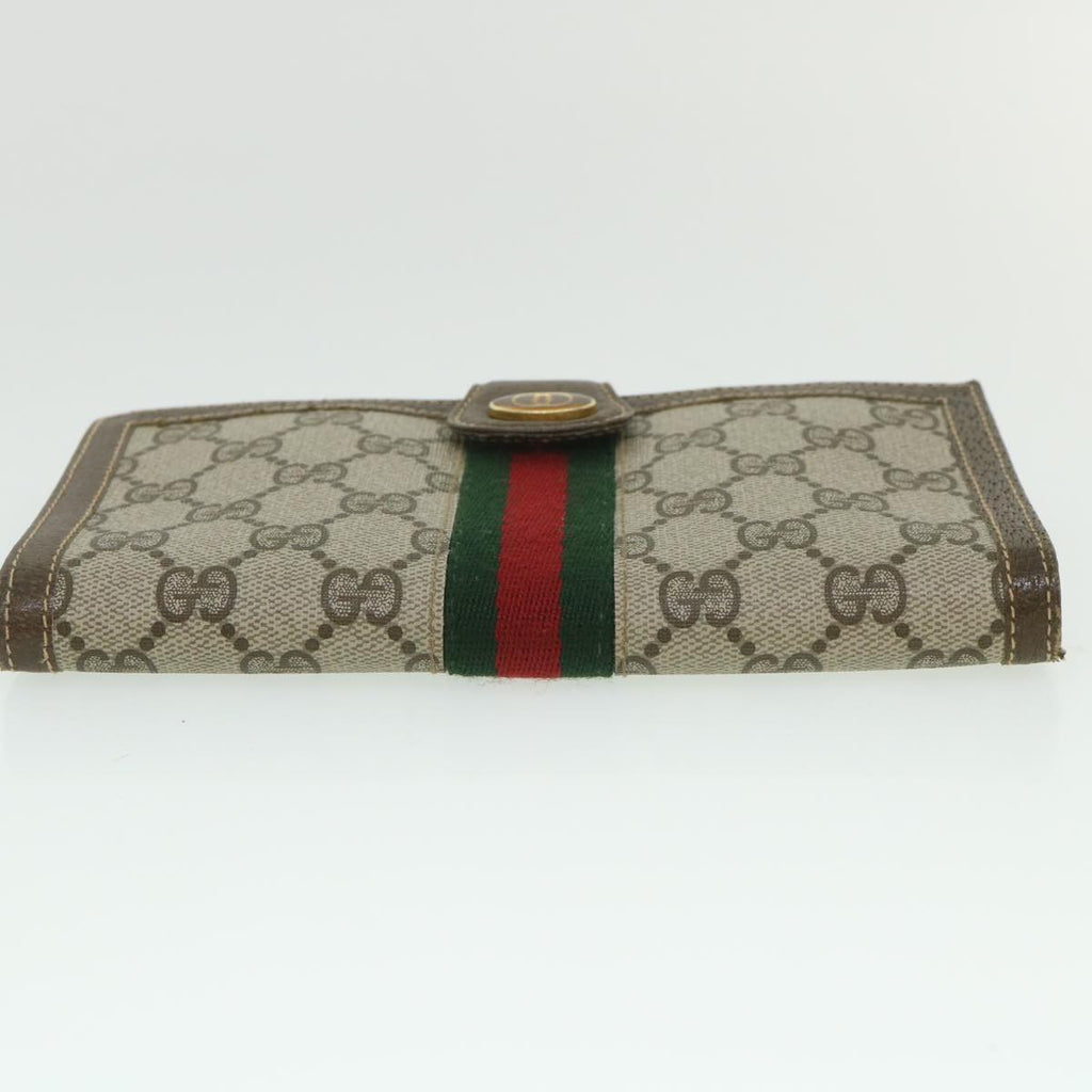 GUCCI GG Supreme Web Sherry Line Long Wallet PVC Leather Beige Red 55673