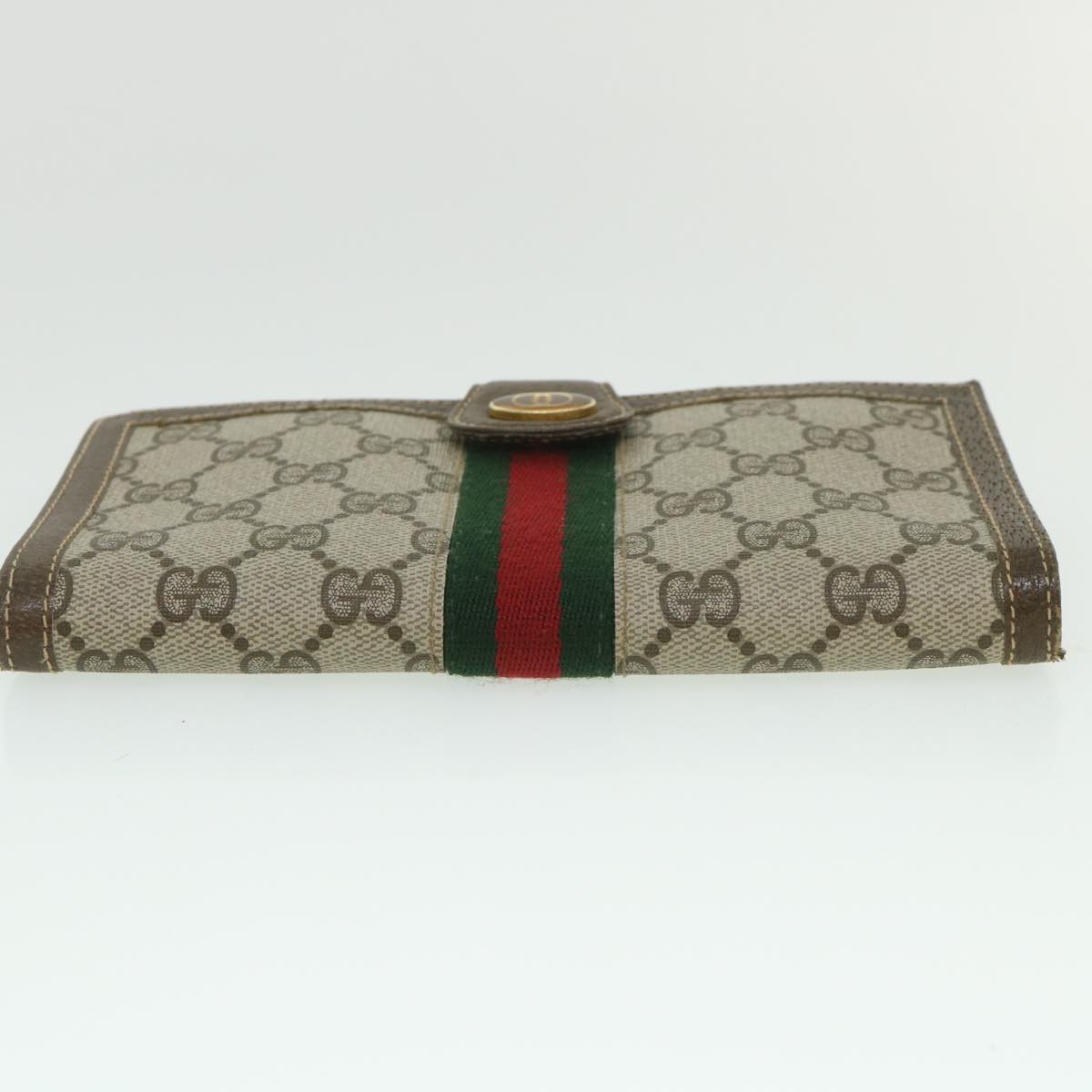 GUCCI GG Supreme Web Sherry Line Long Wallet PVC Leather Beige Red 55673