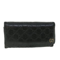 GUCCI GG Canvas Guccissima Long Wallet Black 481727 55674
