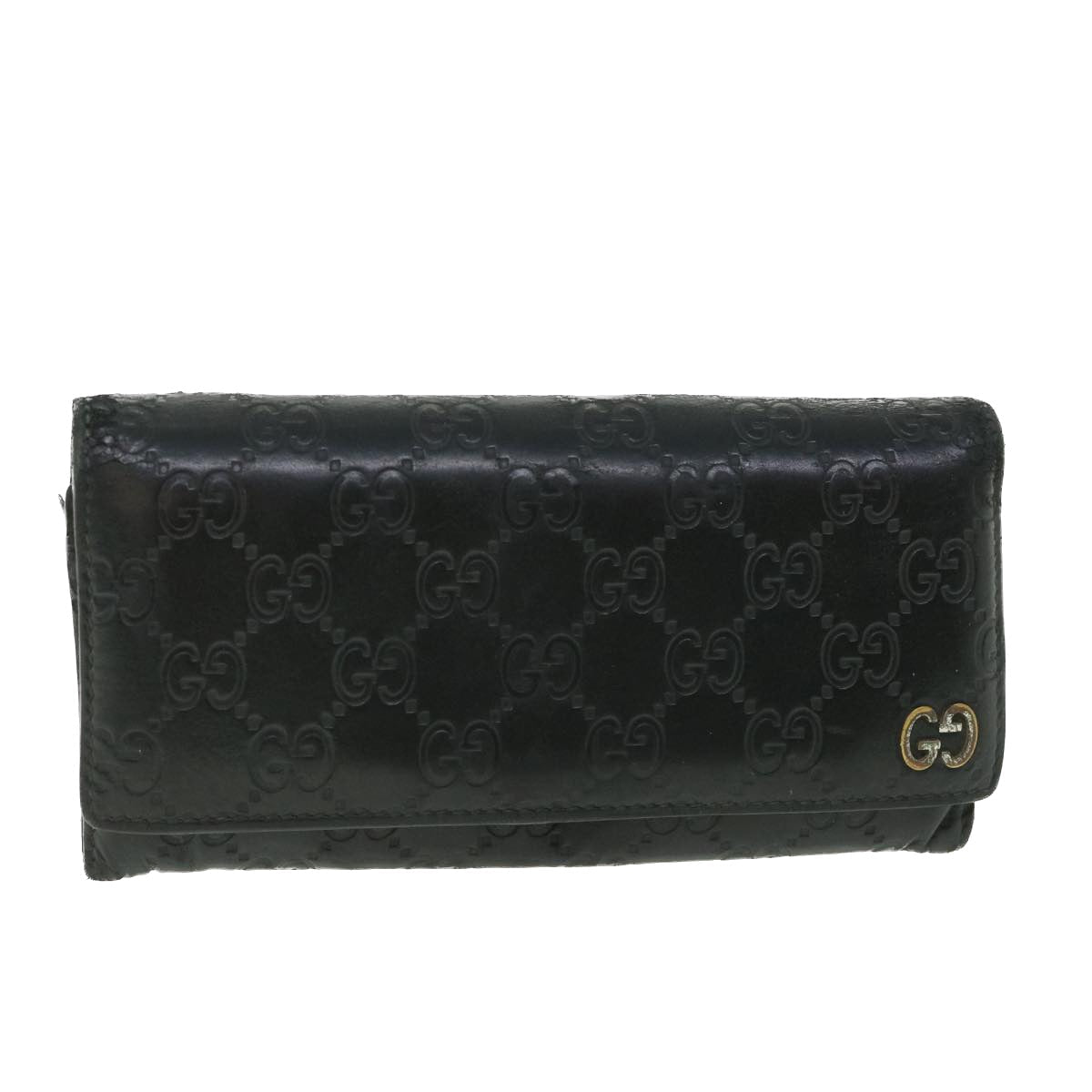 GUCCI GG Canvas Guccissima Long Wallet Black 481727 55674