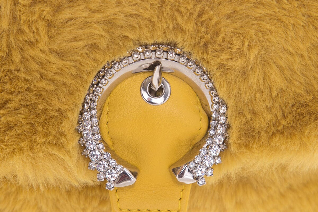 Jimmy Choo MADELINE Yellow Faux Fur Cross-Body