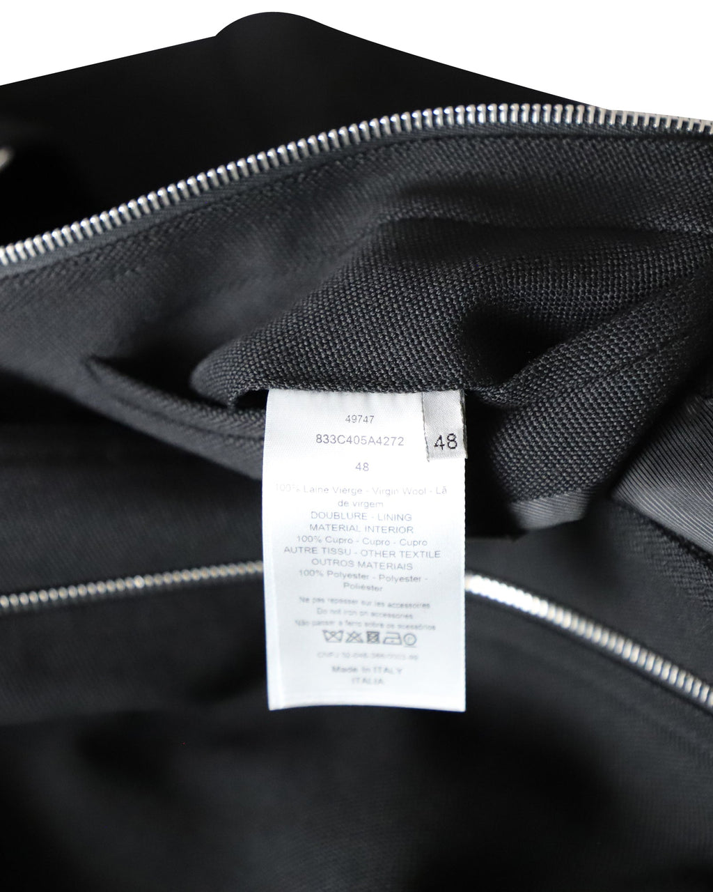 Dior Zipped Jacket in Black Virgin Wool