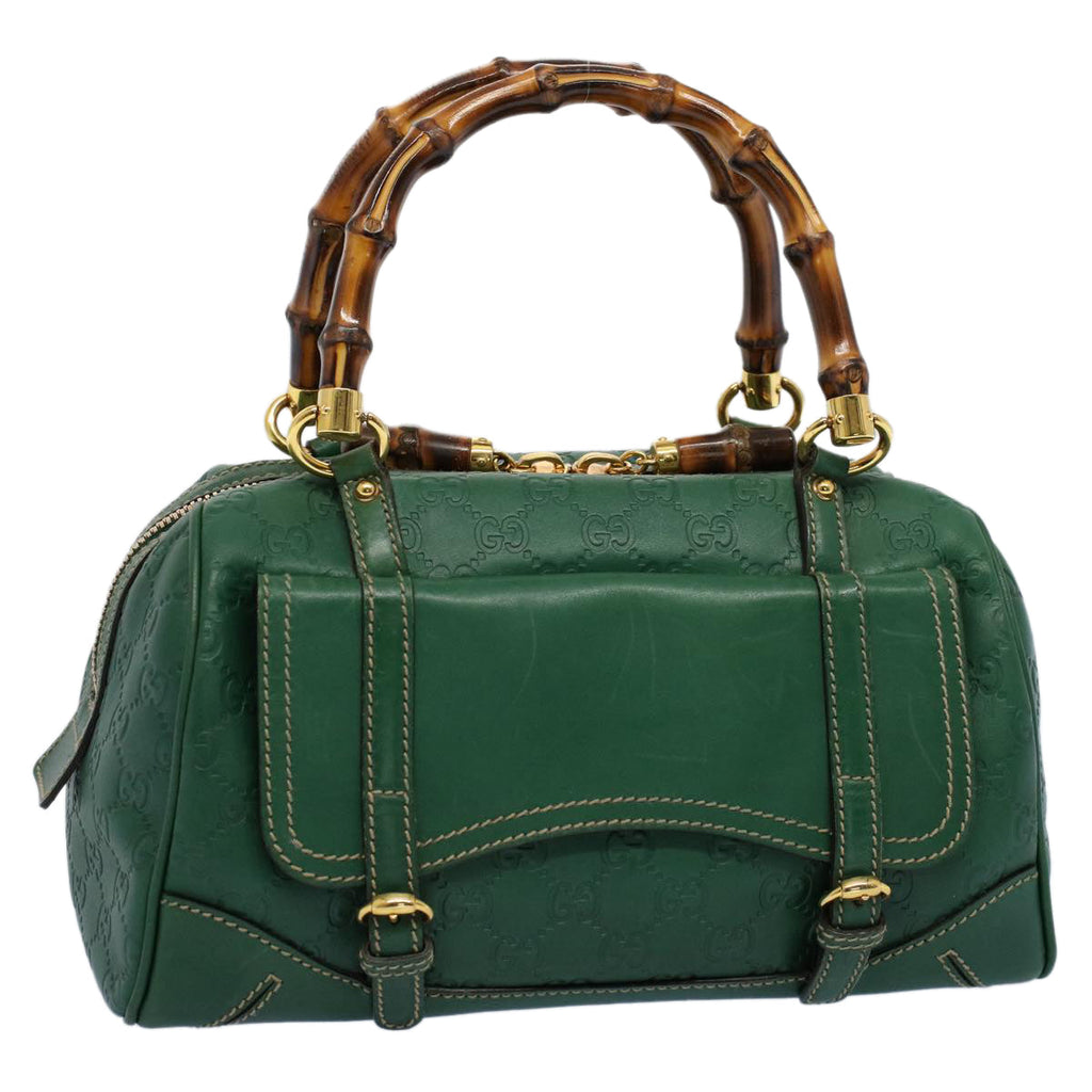 GUCCI GG Canvas Bamboo Guccissima Hand Bag Green 159400 55742