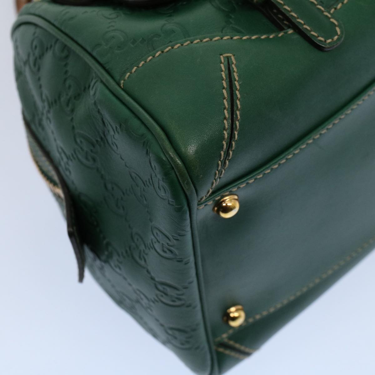 GUCCI GG Canvas Bamboo Guccissima Hand Bag Green 159400 55742