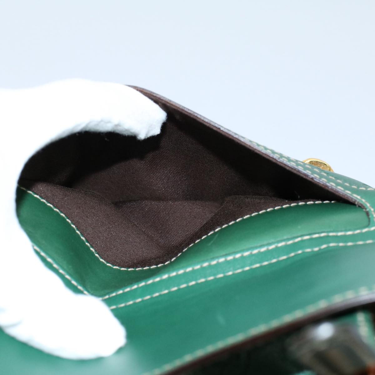 GUCCI GG Canvas Bamboo Guccissima Hand Bag Green 159400 55742