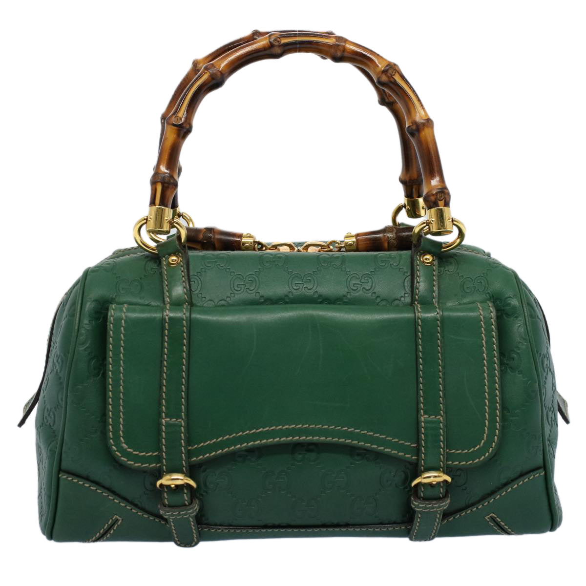GUCCI GG Canvas Bamboo Guccissima Hand Bag Green 159400 55742