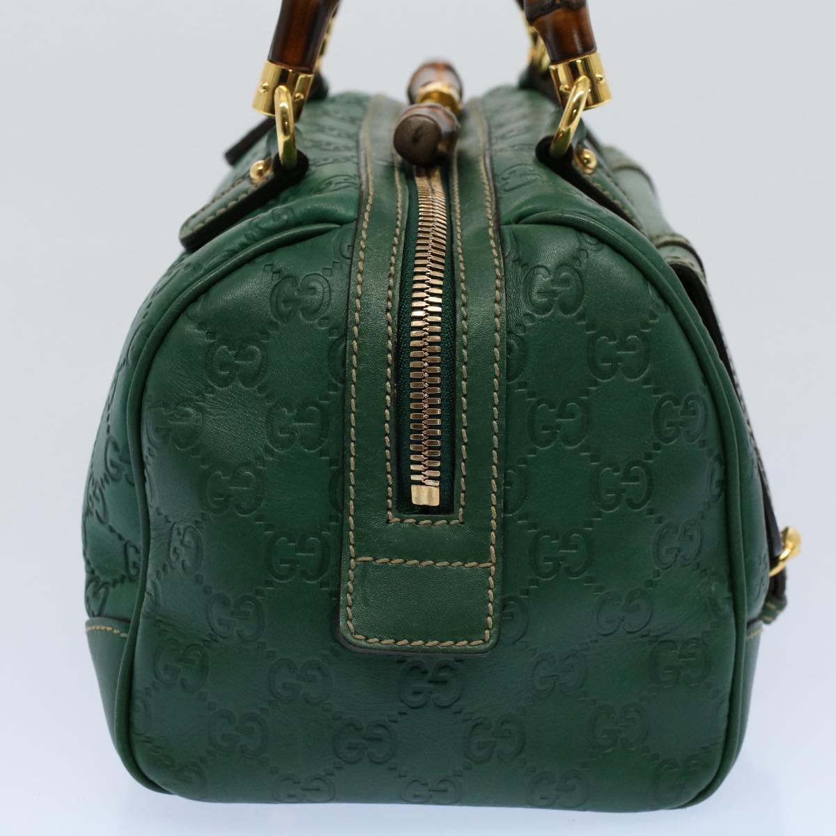 GUCCI GG Canvas Bamboo Guccissima Hand Bag Green 159400 55742