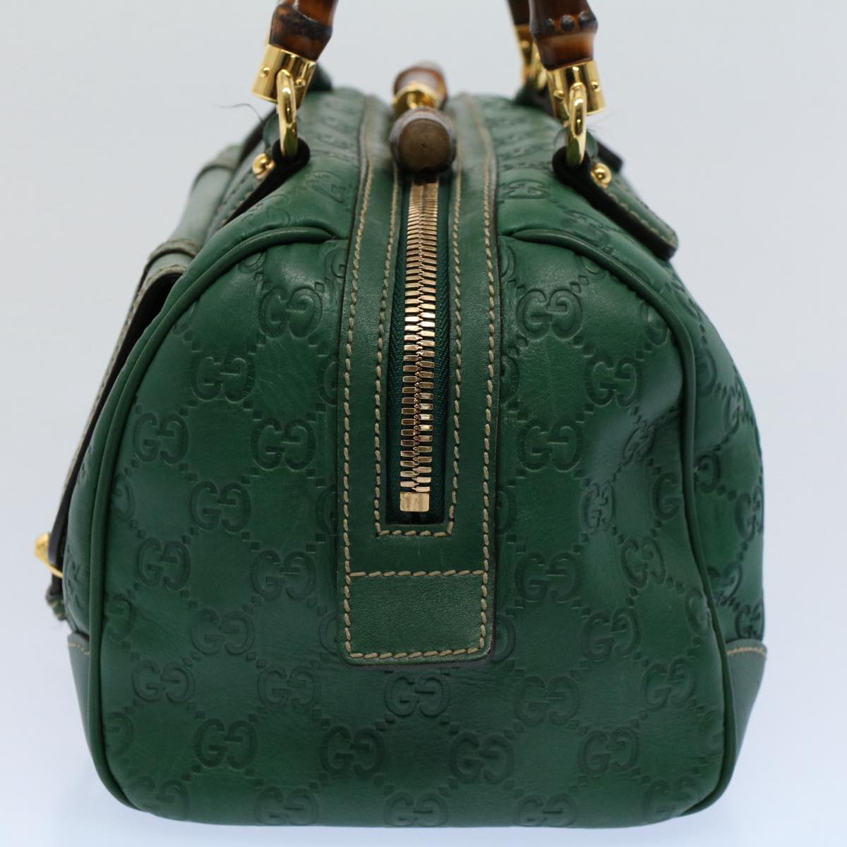 GUCCI GG Canvas Bamboo Guccissima Hand Bag Green 159400 55742