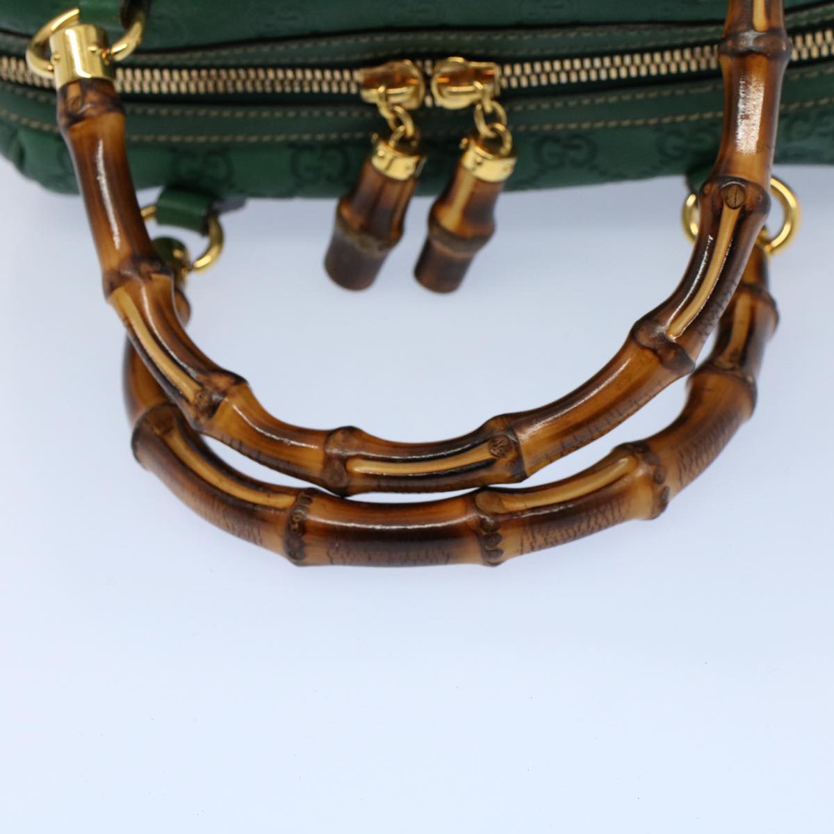 GUCCI GG Canvas Bamboo Guccissima Hand Bag Green 159400 55742