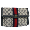 GUCCI GG Supreme Sherry Line Clutch Bag Gray Red Navy 89 01 006 55745