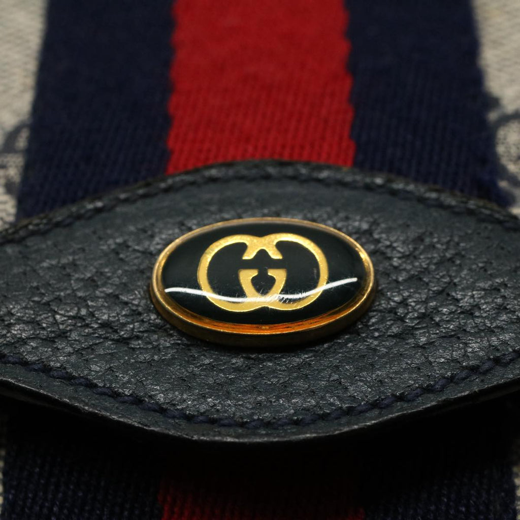 GUCCI GG Supreme Sherry Line Clutch Bag Gray Red Navy 89 01 006 55745