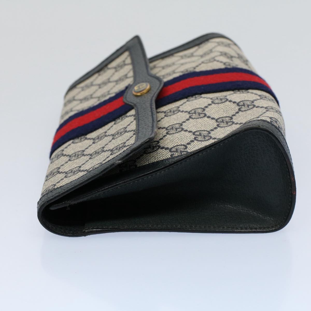 GUCCI GG Supreme Sherry Line Clutch Bag Gray Red Navy 89 01 006 55745