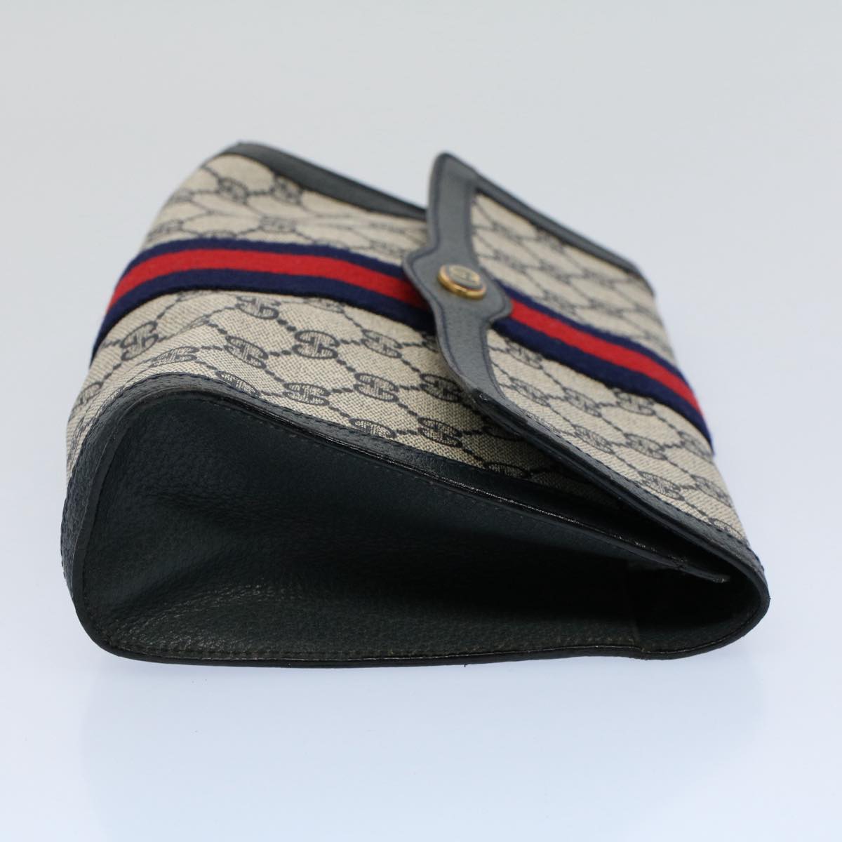 GUCCI GG Supreme Sherry Line Clutch Bag Gray Red Navy 89 01 006 55745
