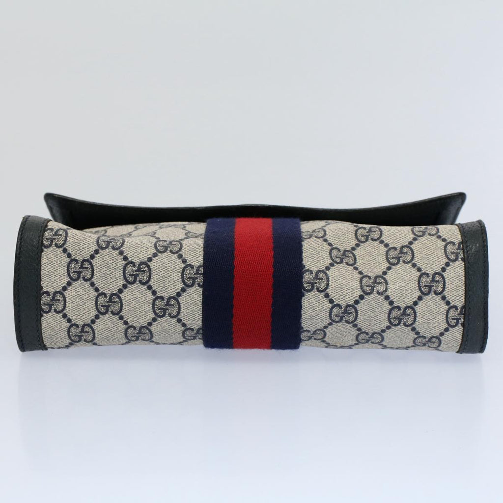 GUCCI GG Supreme Sherry Line Clutch Bag Gray Red Navy 89 01 006 55745