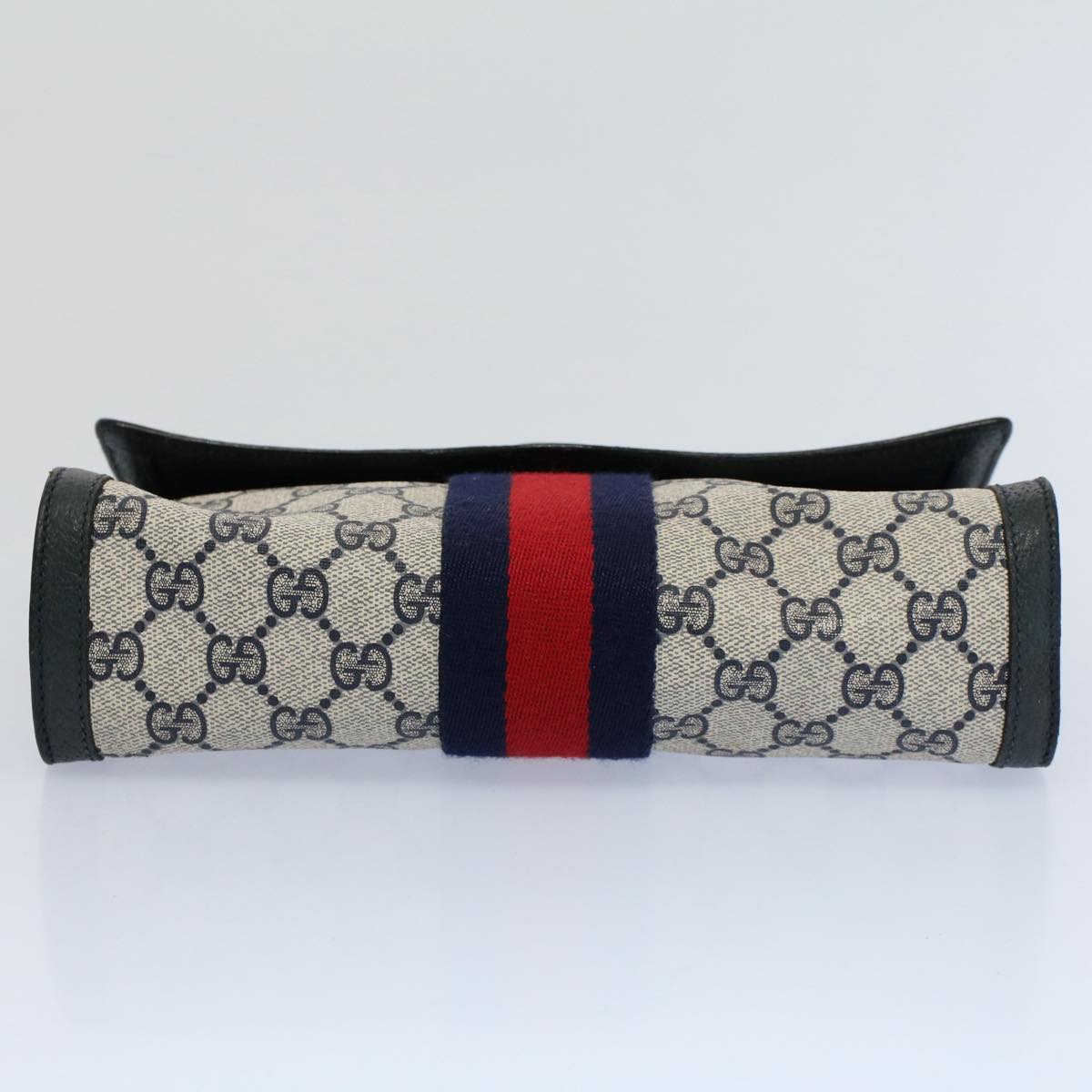 GUCCI GG Supreme Sherry Line Clutch Bag Gray Red Navy 89 01 006 55745