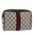 GUCCI GG Supreme Sherry Line Clutch Bag Gray Red Navy 63 01 012 55753