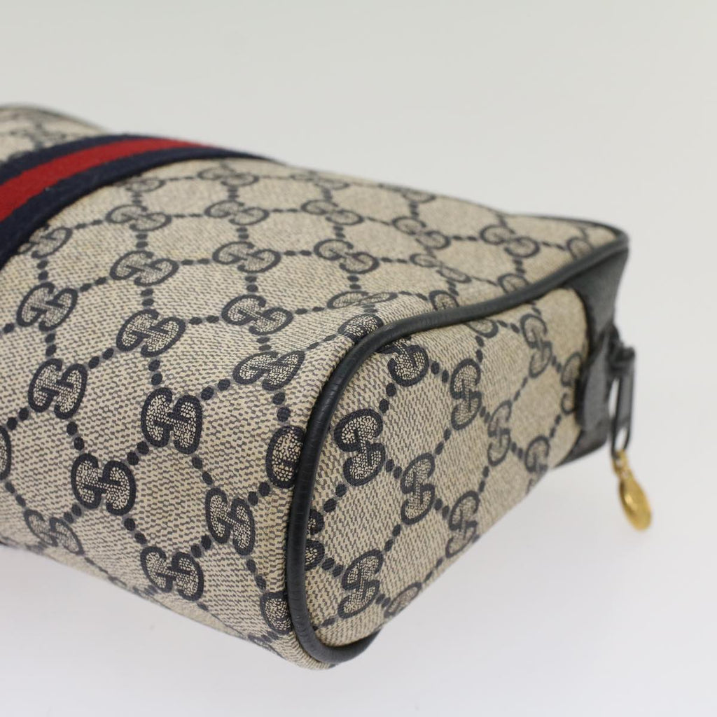 GUCCI GG Supreme Sherry Line Clutch Bag Gray Red Navy 63 01 012 55753